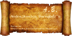 Andrejkovics Barnabás névjegykártya