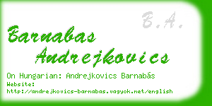 barnabas andrejkovics business card